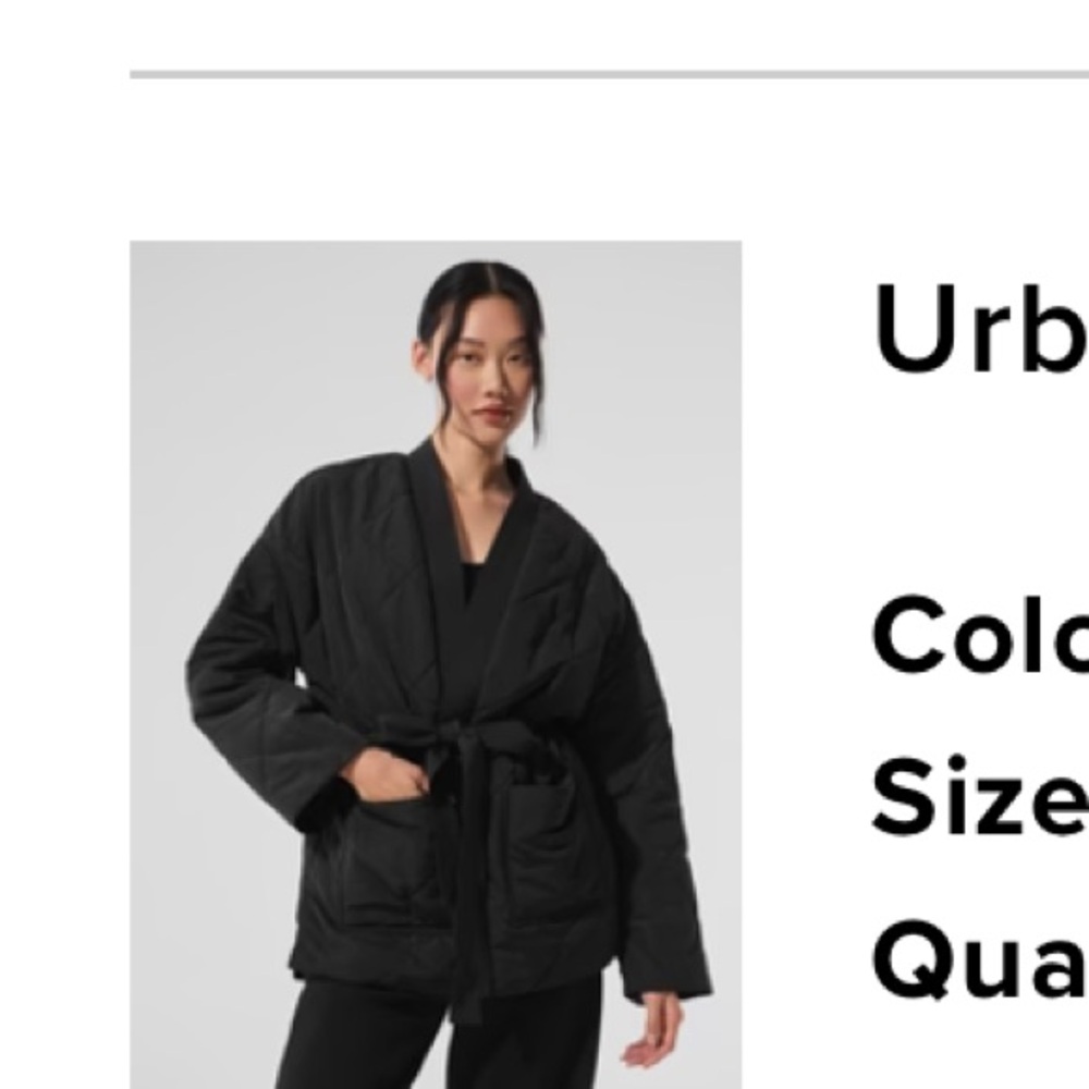 ALO Yoga Black Belted Puffer Jacket